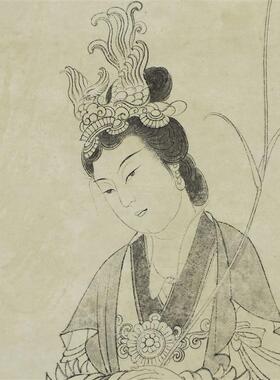 品近现代 张大千 观音墨色人物仕M女画国画高清微喷复制临摹范本