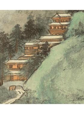 大千江堤晚景图仿古山水画立轴挂画高清复制酒g店客厅装饰画临摹
