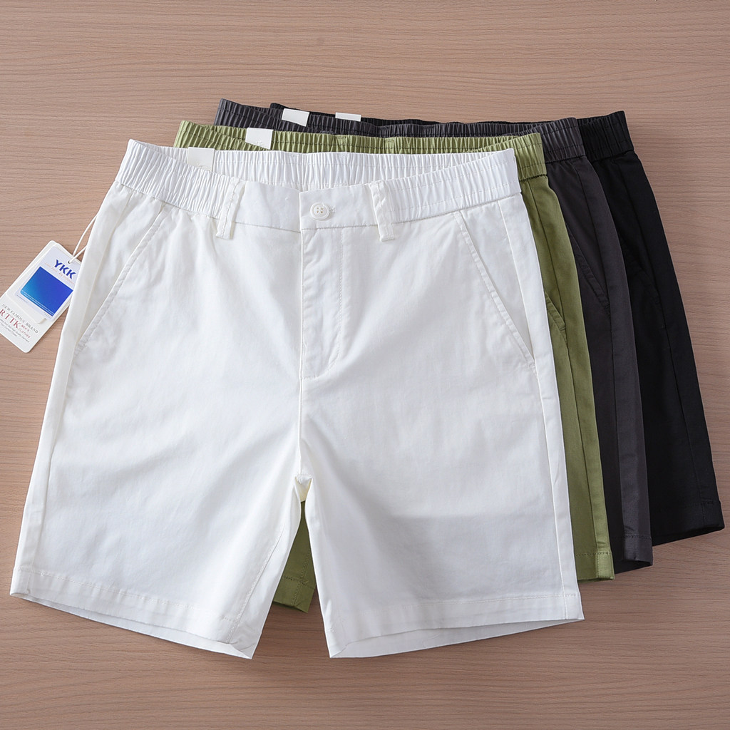 2025夏季新款薄款透气纯棉四分三分休闲短裤男弹力松紧腰白色短裤,淘宝优惠券,粉丝福利购,淘宝优惠卷