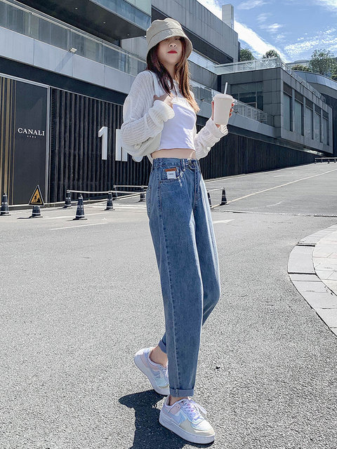 Jeans ແອວ elastic ສໍາລັບແມ່ຍິງໄຂມັນ, slimming pants harem