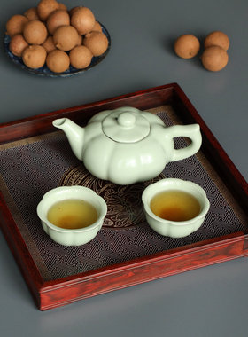 小叶紫檀荣华富贵普洱茶盘