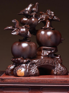 黑檀木喜事连连工艺品中式复古