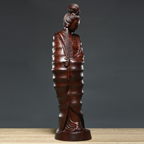 黑檀木雕东方女子摆件古代美女雕像中式人物家居装饰品红木工艺品 - 图0