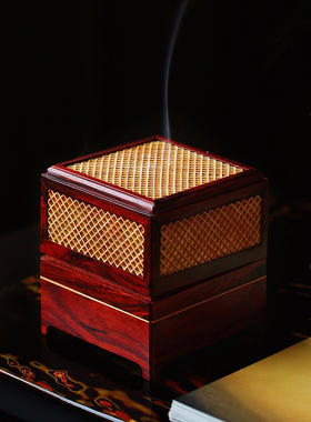 康御红印度小叶紫檀木盘香炉