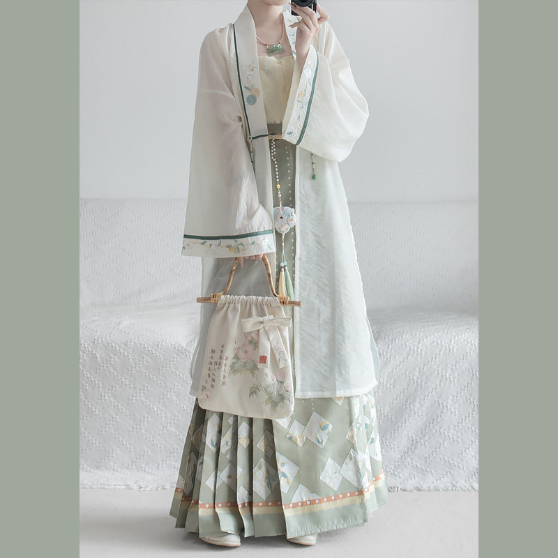 云藏月绣青栀白茶原创明制马面裙子日常通勤改良汉服女款套装春夏,淘宝优惠券,粉丝福利购,淘宝优惠卷
