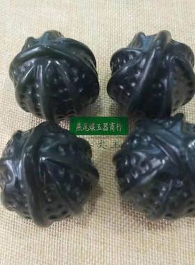 天然新疆和田玉青玉核桃手把件别样手球按摩健身球中老年保健球