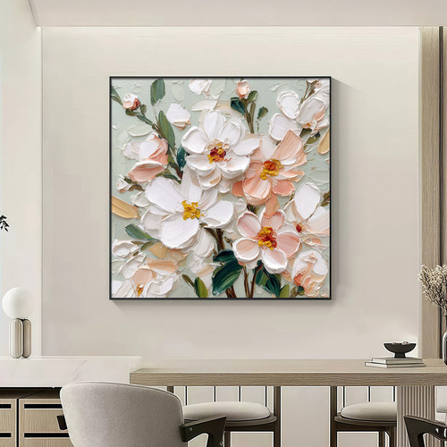 2026新款花开富贵餐厅装饰画背景墙挂画现代高级感轻奢奶油风挂画 - 图1