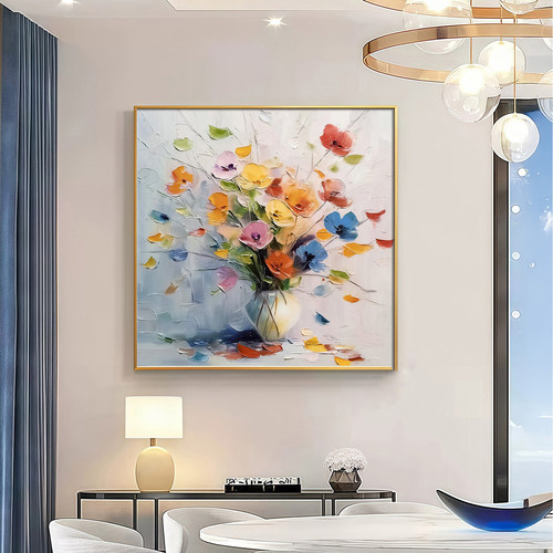 2026新款花开富贵餐厅装饰画背景墙挂画现代高级感轻奢奶油风挂画 - 图2