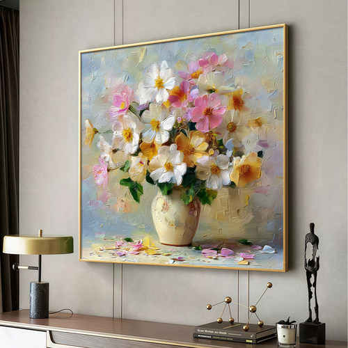 2026新款花开富贵餐厅装饰画背景墙挂画现代高级感轻奢奶油风挂画 - 图3