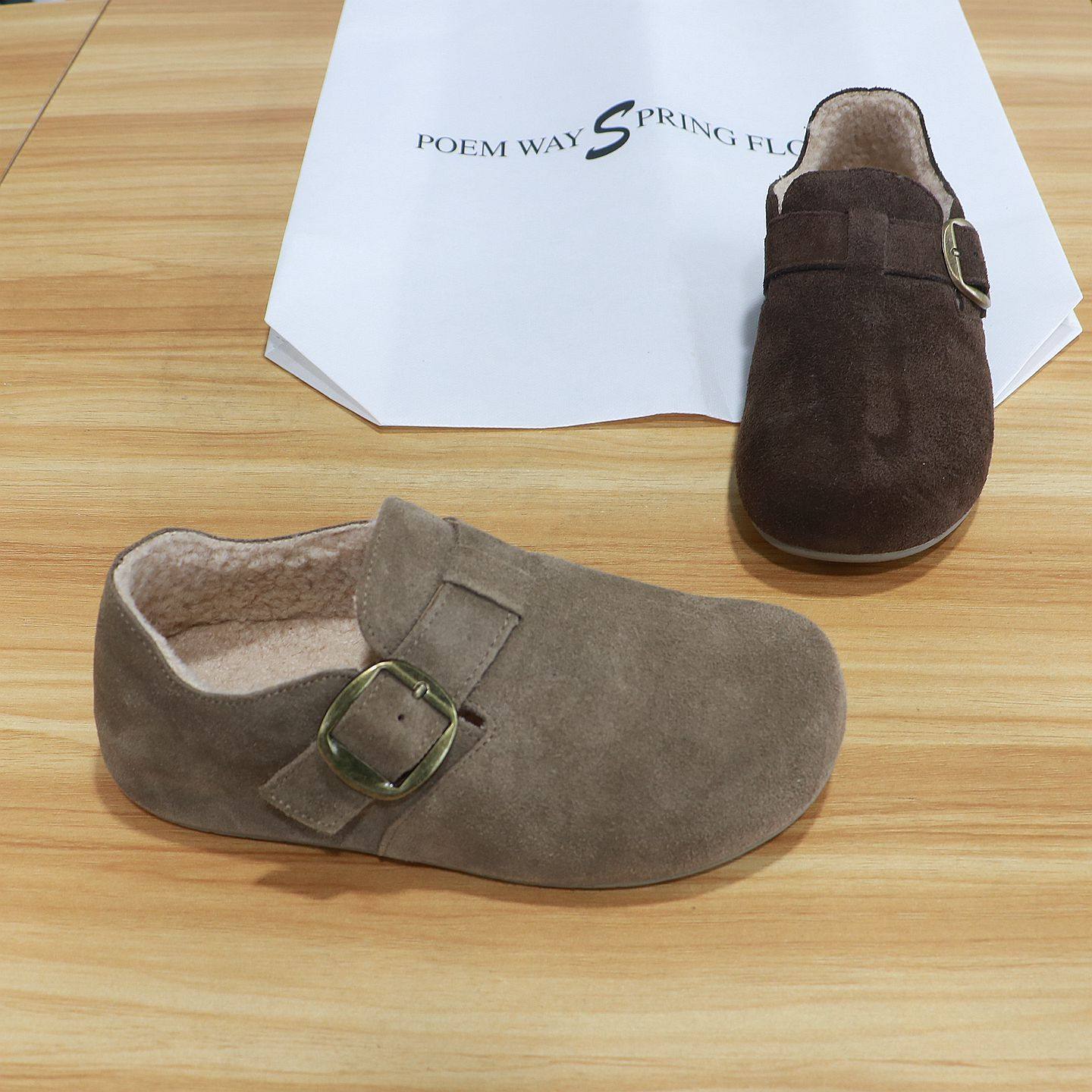 诗路花语女鞋2025冬季真皮勃肯鞋加绒保暖棉鞋软底乐福鞋551-1307,淘宝优惠券,粉丝福利购,淘宝优惠卷