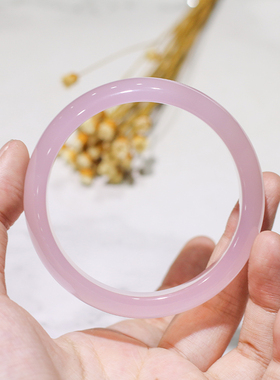 天然冰种粉紫色秀气风玉髓手镯