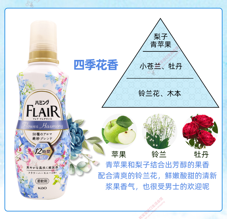 日本原装进口花王FLAIR衣物柔顺剂柔软剂持久留香衣服除臭防静电 - 图2