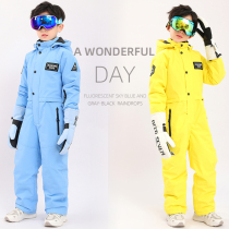 Foreign Trade Children Ski Suit Conjoined Waterproof Boy Conjoined Submachine Clothes Girl Childrens Baby Ski Pants Suit Suit