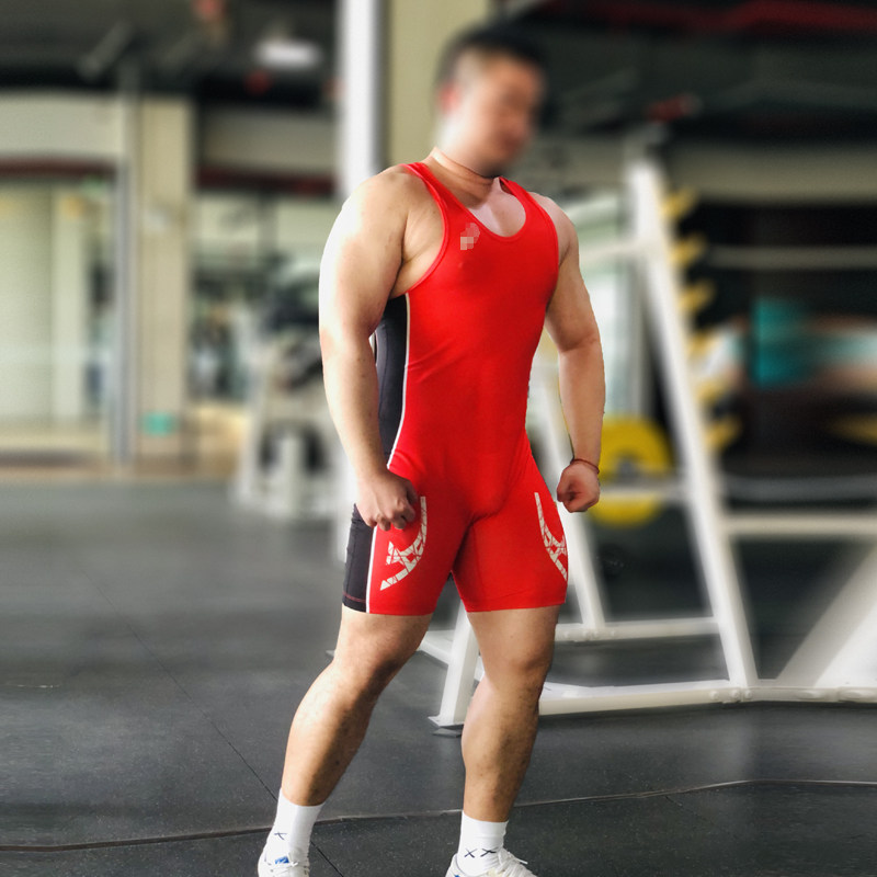 ACS 男士 连体摔跤服 古典摔跤衣 连体举重服 健美健身紧身衣_虎窝淘