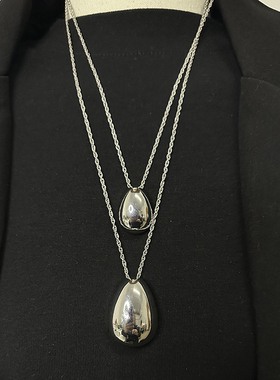 光面蛋型水滴吊坠项链