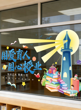 教师节快乐玻璃门贴纸静电窗花贴幼儿园窗户装饰品教室布置班级UV