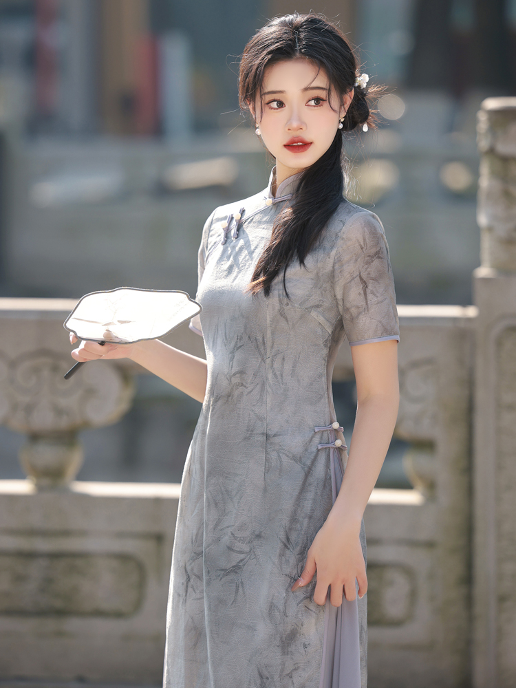 改良旗袍奥黛2024新款夏新中式国风高端气质年轻款少女连衣裙 - 图3