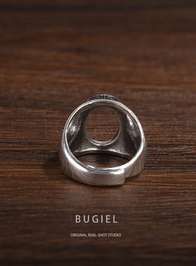 蛋型饕餮纹兽面戒指男女复古做旧