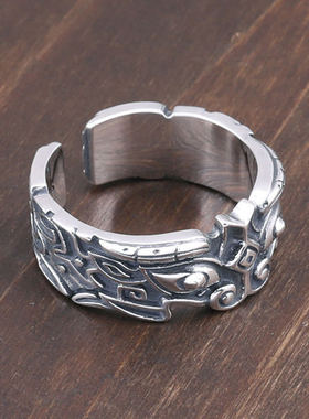 男士兽面纹复古霸气风情侣戒指
