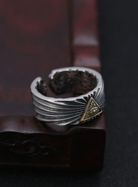 纯银复古做旧时尚风上帝之眼戒指