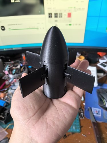 外径40mm火箭模型带姿态控制四舵机控制四个舵面模拟火箭修正姿态 - 图1