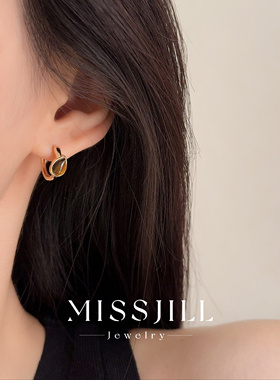 MISSJILL 秋日时刻｜秋冬小众通勤通体S925纯银耳圈耳环耳饰耳扣