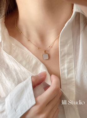 MISSJILL·双面玛瑙白贝母精致项链 高级品质小众轻奢925银镀18K