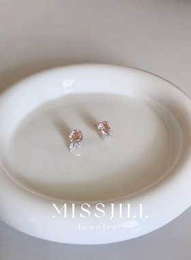 MISSJILL 玫瑰叶韵｜精致气质通体S925纯银橘色显白耳钉耳饰女