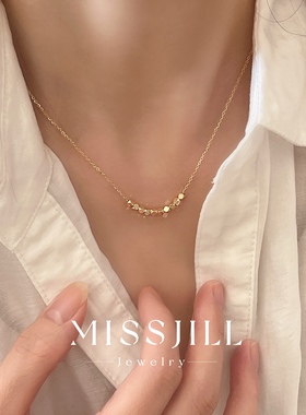 MISSJILL·细碎光芒｜小众设计精致方块通体925纯银金项链锁骨链