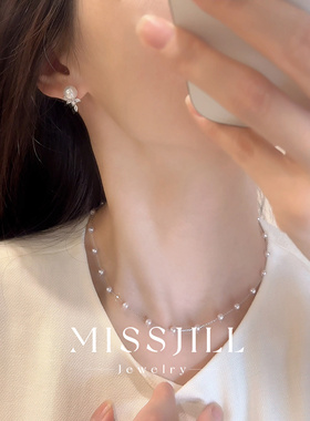 MISSJILL 白月天使 精致高级小众气质仿澳白珍珠通体925纯银耳钉