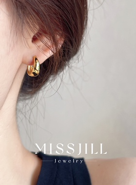 MISSJILL·月轮｜小众设计通勤简约高级通体925纯银耳圈耳扣耳环