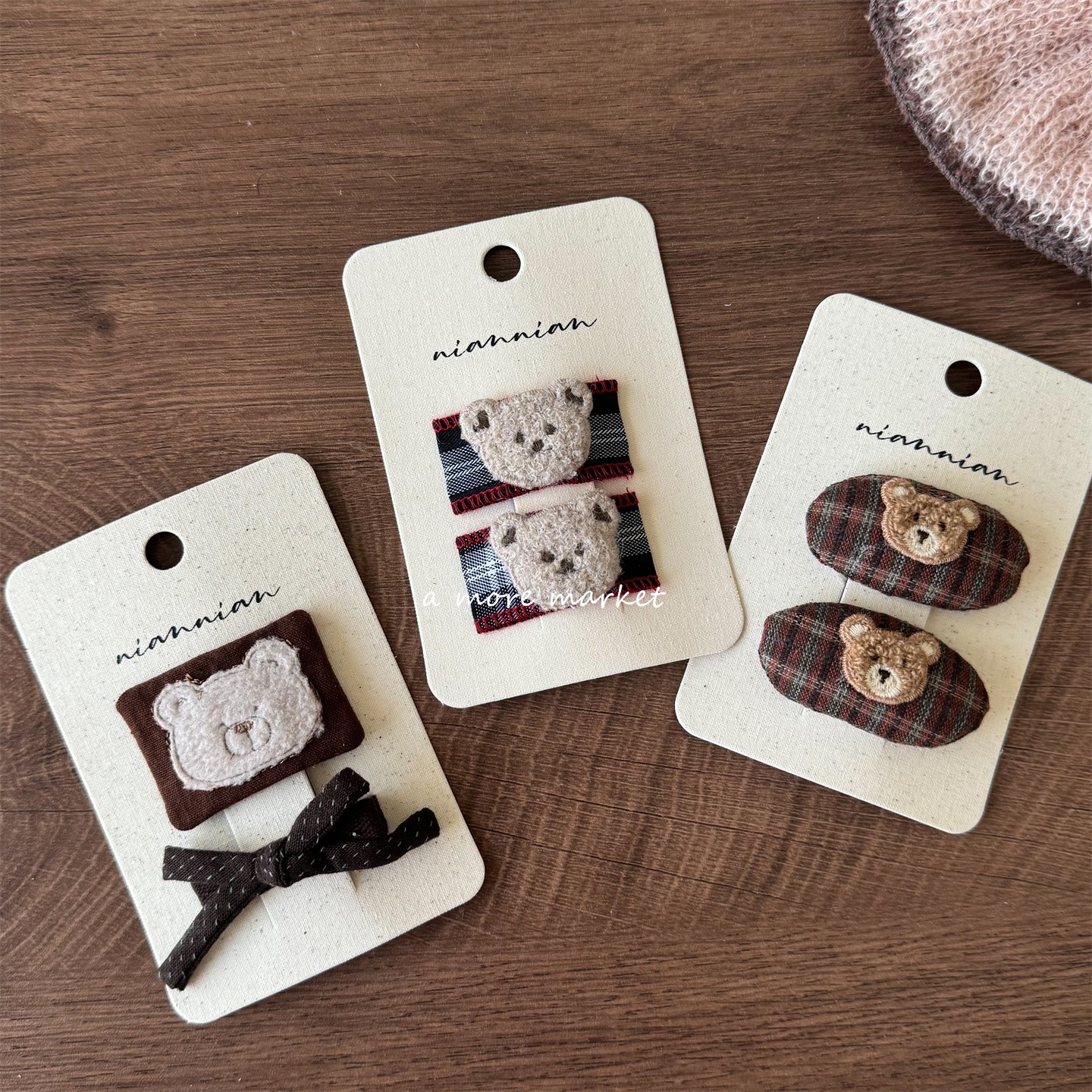 满3卡包邮念念niannian秋冬儿童发夹韩系复古蝴蝶结女宝宝刘海夹 - 图2