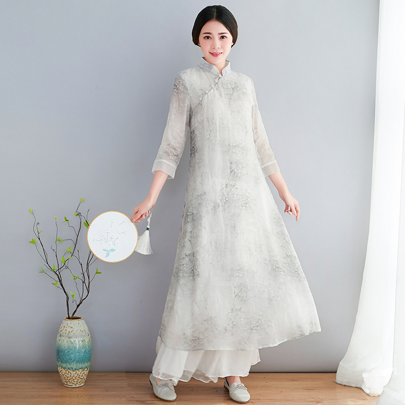 民族风改良旗袍茶艺师文艺连衣裙 布匠素造连衣裙