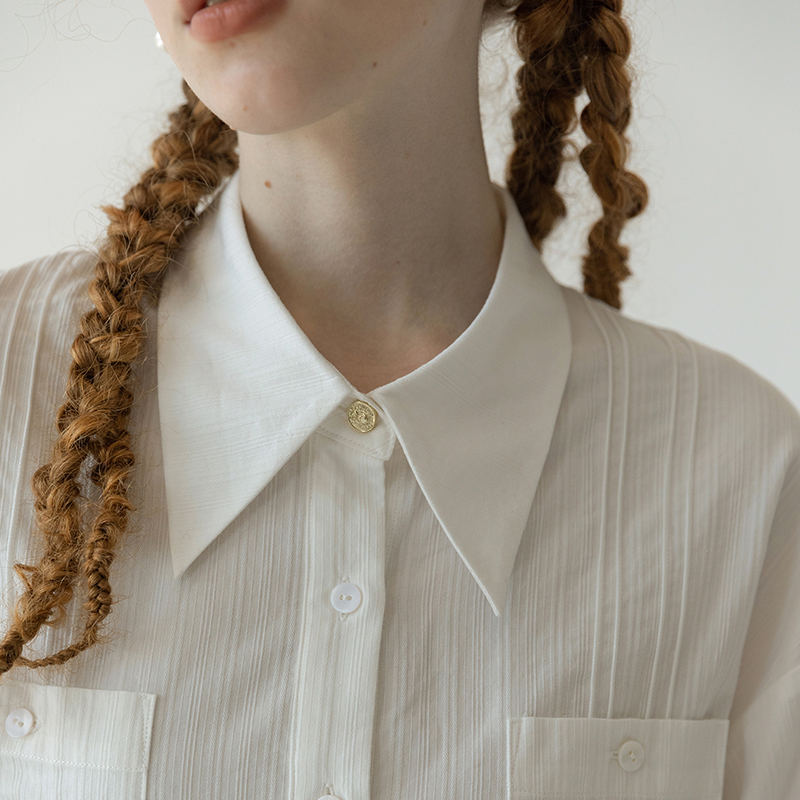 LLANO简约蓝白衬衫气质通勤复古盐系高级感外搭上衣衬衣女装秋季,淘宝优惠券,粉丝福利购,淘宝优惠卷