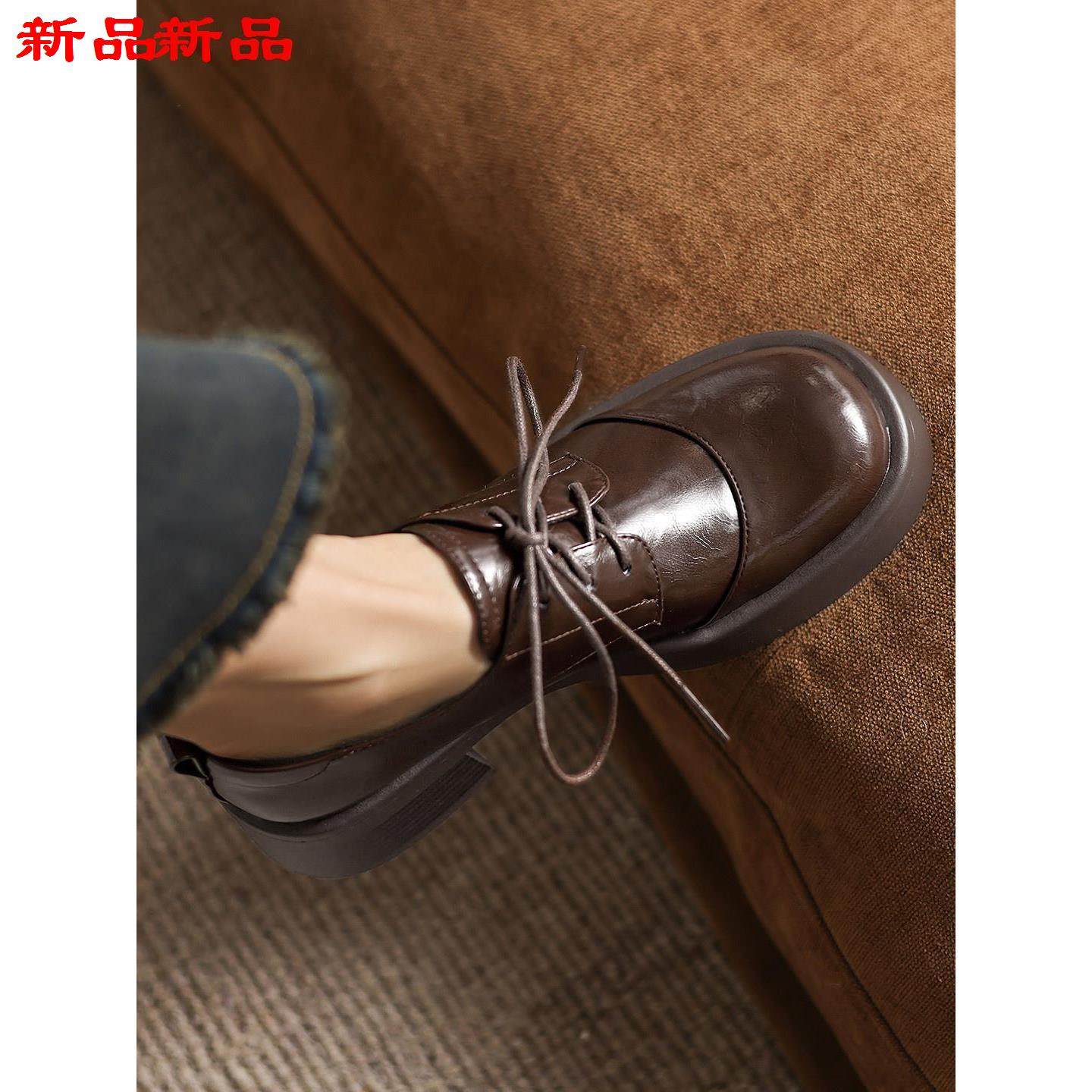 脚新款2026-43静音40大码不累女款皮鞋单鞋春季乐福鞋底系带小,淘宝优惠券,粉丝福利购,淘宝优惠卷