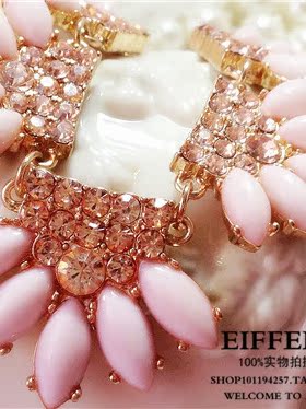 韩版 清新靓丽甜美渡假风海洋五瓣花水钻仿宝石 淑女气质短款项链