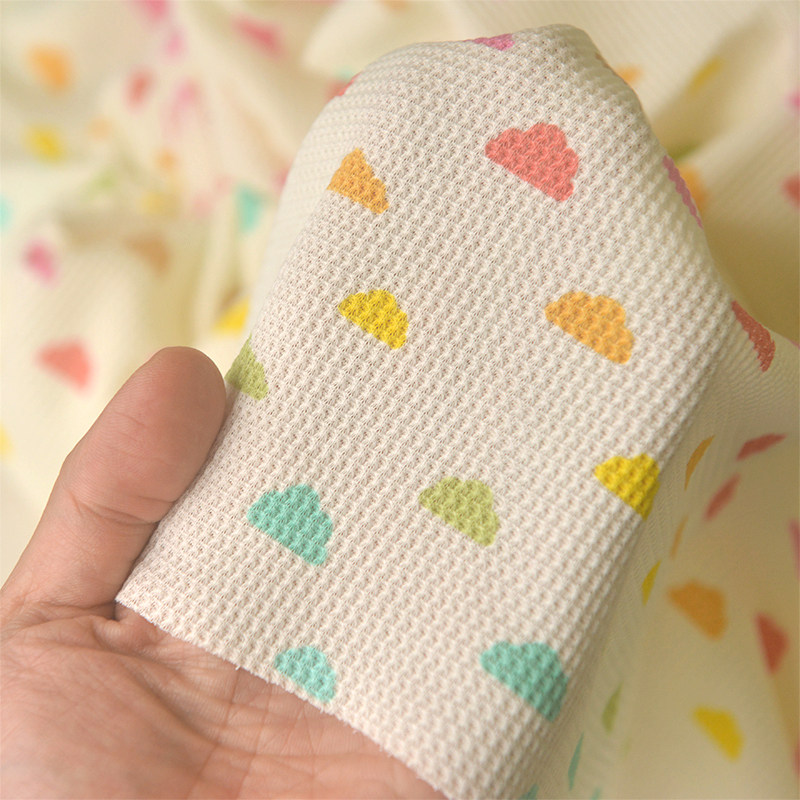 淡米黄彩虹蛋糕纯棉布小华夫格  上衣连衣裙童服装床品幼儿园面料,淘宝优惠券,粉丝福利购,淘宝优惠卷