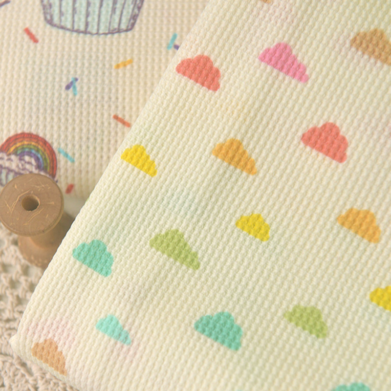 淡米黄彩虹蛋糕纯棉布小华夫格  上衣连衣裙童服装床品幼儿园面料,淘宝优惠券,粉丝福利购,淘宝优惠卷