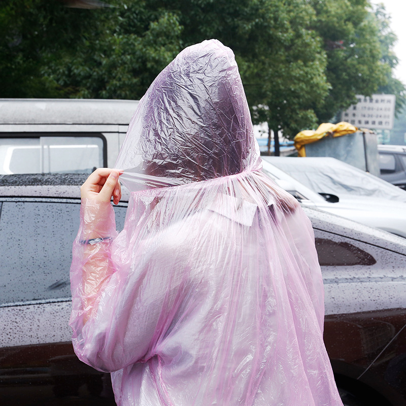 便携式一次性雨衣外套长款全身成人男女加厚户外透明单人连体雨披-图0