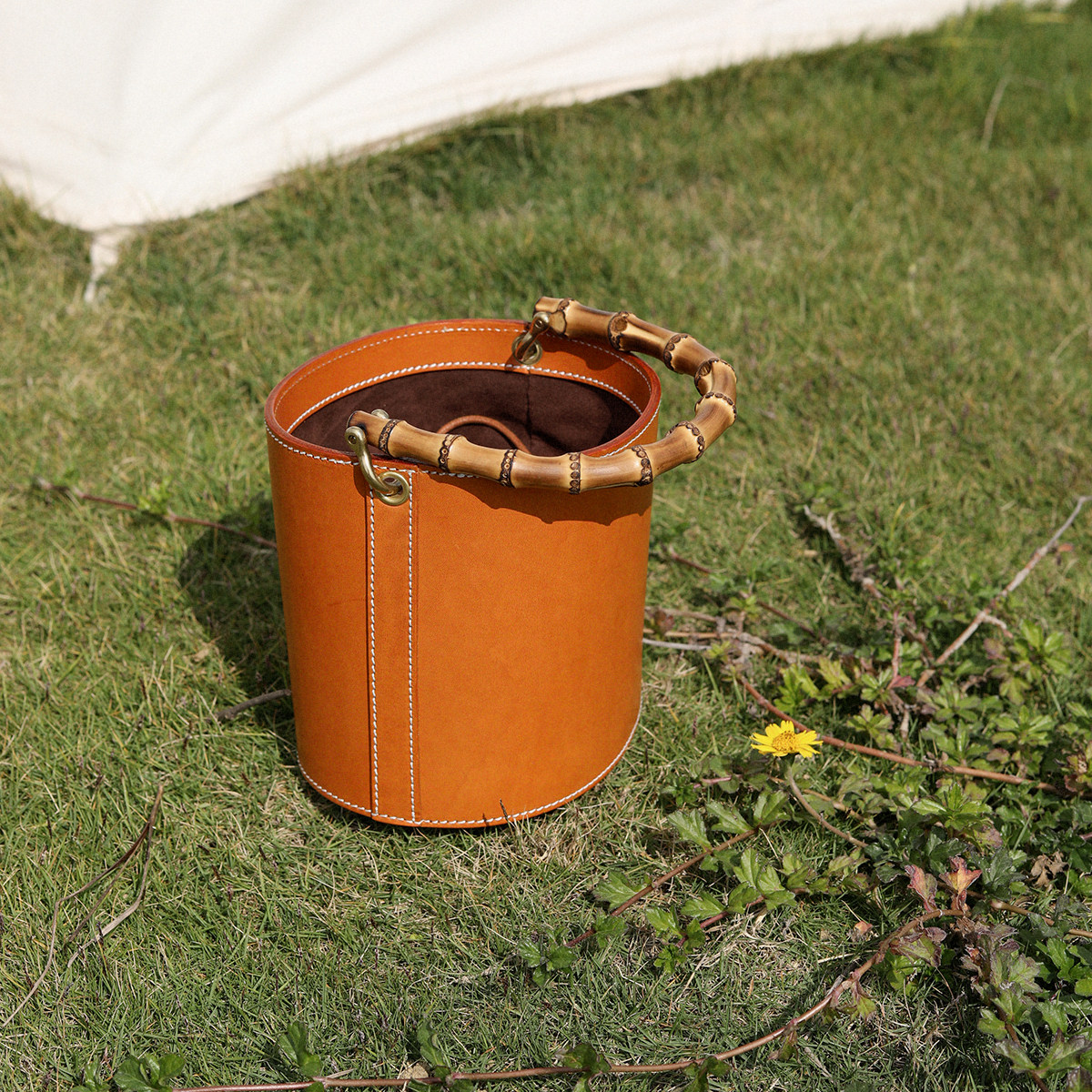 荣轻复古原创手工竹节水桶包植鞣牛皮个性婚包小众设计手拎斜跨包,淘宝优惠券,粉丝福利购,淘宝优惠卷