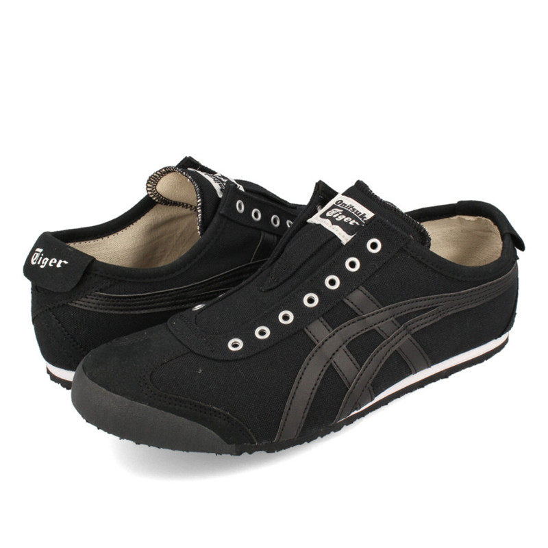 鬼塚虎Onitsuka Tiger黑色一脚蹬男女运动休闲帆布鞋1183A360-002
