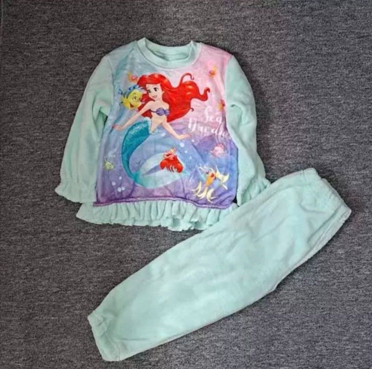 外贸原单美人鱼公主女童家居服套装秋冬保暖加绒长袖长裤睡衣套装,淘宝优惠券,粉丝福利购,淘宝优惠卷