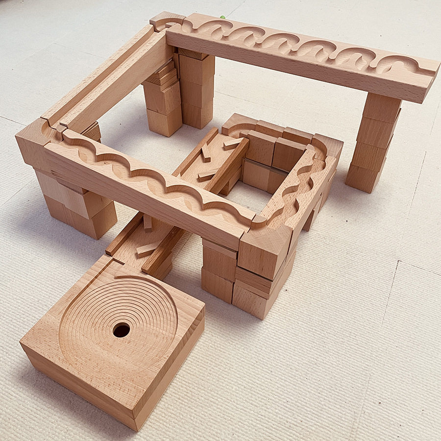 王子妈妈榉木纯原木蛇形轨道积木套装儿童拼搭玩具早教构建积木,淘宝优惠券,粉丝福利购,淘宝优惠卷