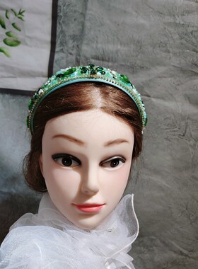 春夏新款紫色水晶花朵发箍女宽边压发带齿镶钻发卡女宫廷发饰头箍