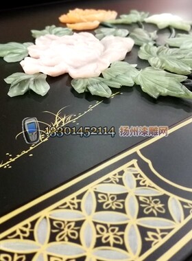 骨石镶嵌黑地仿活腿炕桌茶几定制