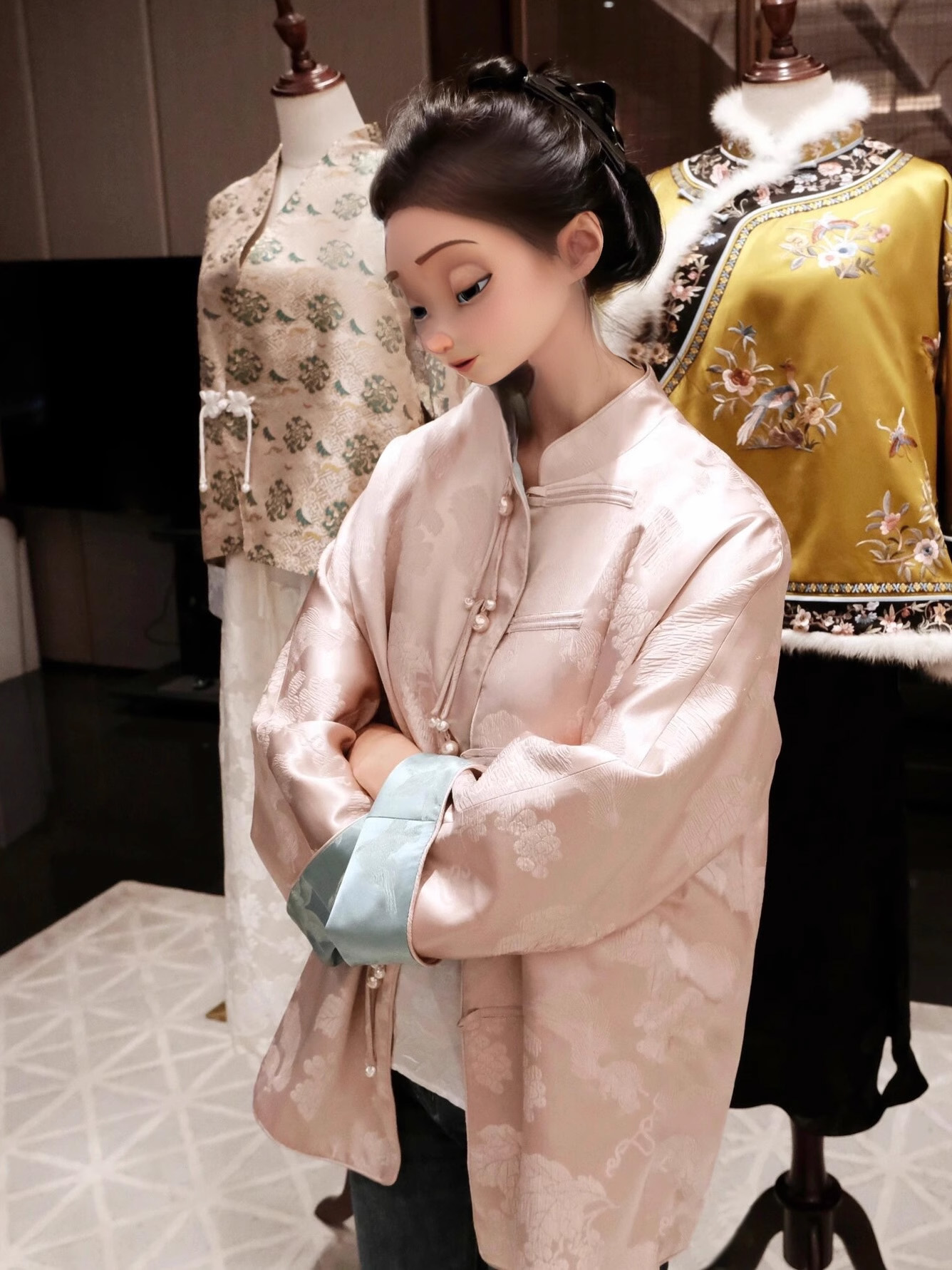 新中式轻国风粉色外套女高级感气质改良唐装春装2024新款禅意上衣