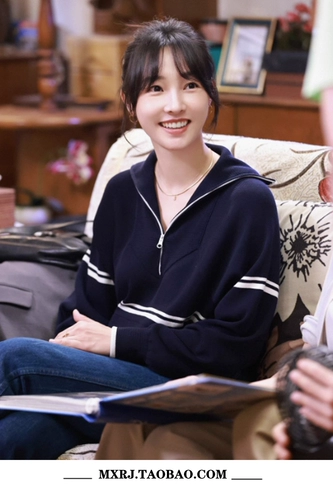 Синий трикотажный осенний свитер для отдыха с молнией, свободный крой