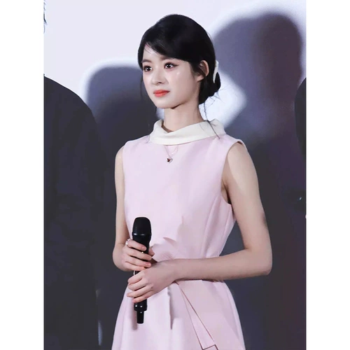 Розовое платье без рукавов, летняя юбка, французский стиль