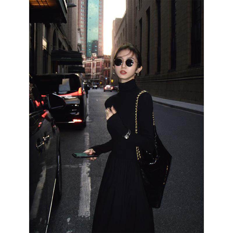 明星日记| 高领针织连衣裙女2025秋季韩版气质收腰过膝长裙内搭裙,淘宝优惠券,粉丝福利购,淘宝优惠卷