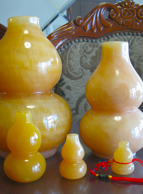 天然汉白玉水晶葫芦摆件